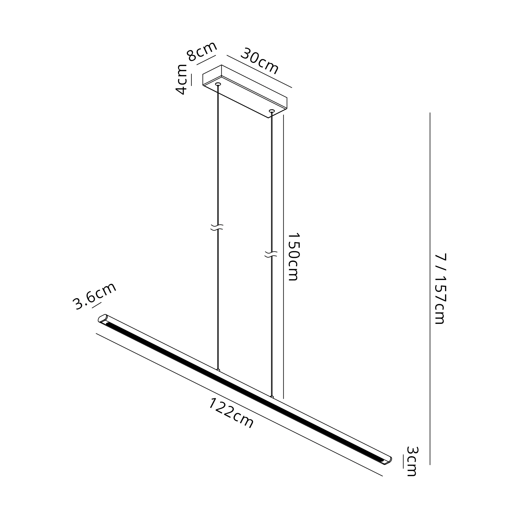 M8954  Lineal 1.2m Linear Pendant 38W LED 3000K Sand Black